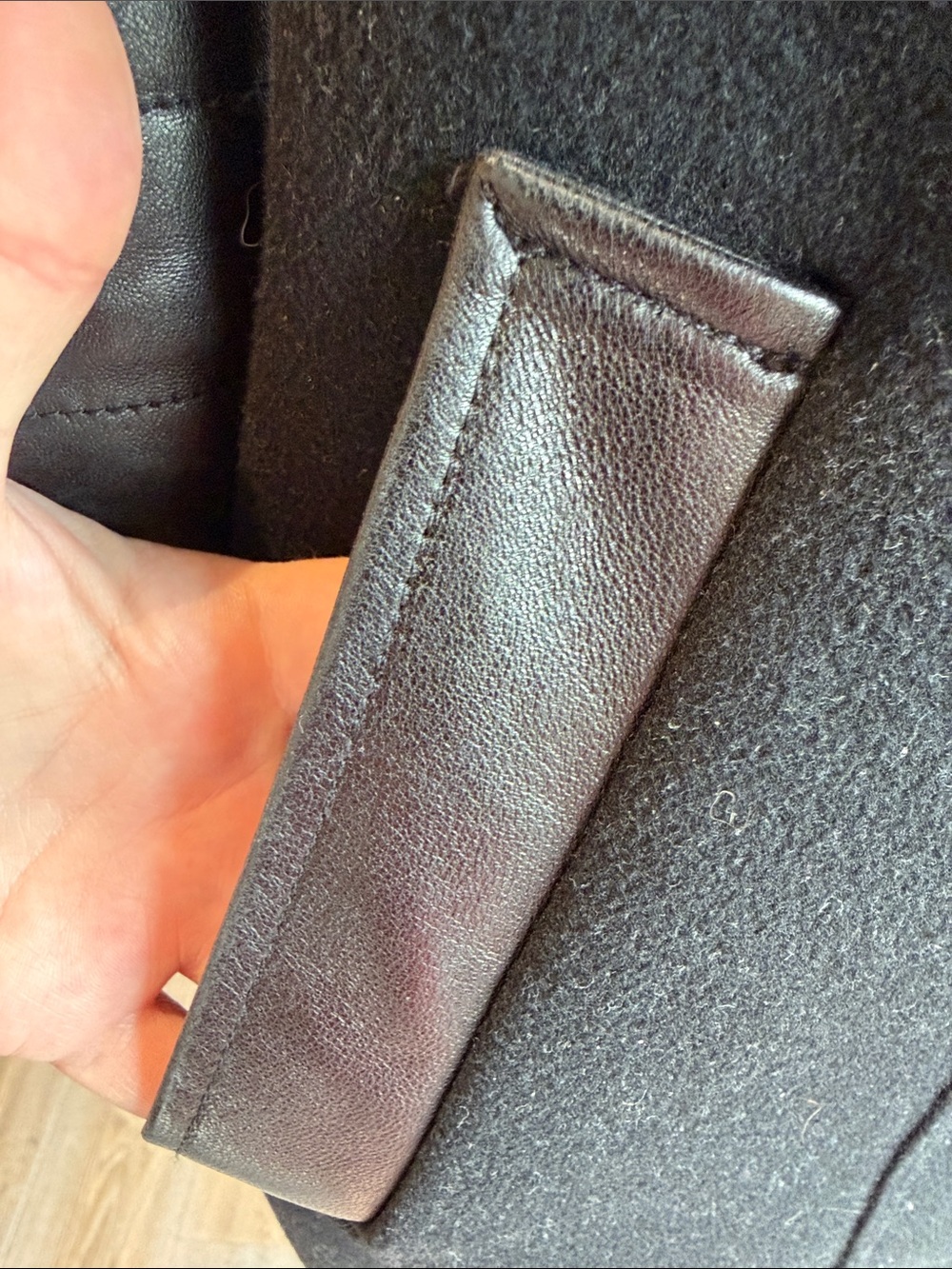 Danier Black Wool and Leather Hooded Trench with Fur Trim - Picture 5 of 11